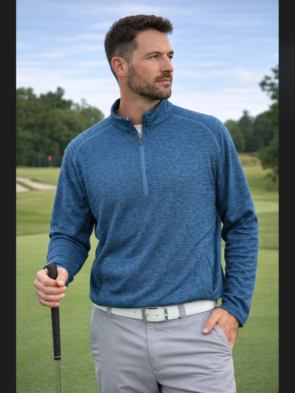 Ben Hogan 1/4 Zip Fleece Pullover Men Small Blue Golf Jacket Pockets Performance
